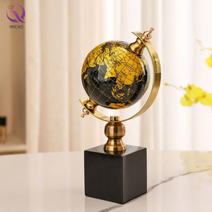 डेस्कटॉप स्थलीय दुनिया प्रकाश लक्जरी धातु आभूषण आधुनिक इनडोर सजावटी संगमरमर आधार दुनिया घर कार्यालय सजावट के लिए - Product Image 4