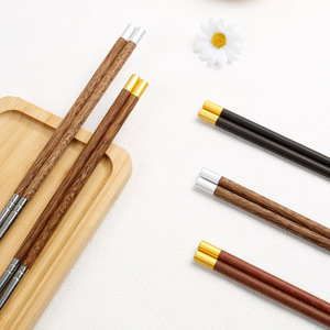 Palillos de Acero Inoxidable 304, Antideslizantes, Estilo Chino, Palillos de Madera para Alitas de Pollo, Palillos de la Suerte, Sin Pintar ni Encerar - Product Image 2