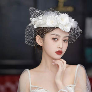หมวกบีเร่ต์ผ้าตาข่ายสำหรับผู้หญิง,หมวกเจ้าสาวแฟชั่นผ้าซาตินสีขาวหมวก <span class=keywords><strong>Pillbox</strong></span> Kentucky Derby - Product Image 3