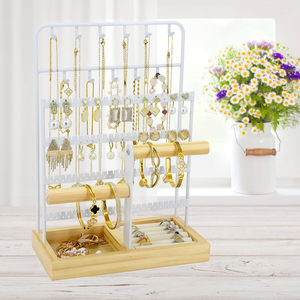 Wrought IronJewelry Rack Earring Storage Rack <b>Necklace</b> Cosmetics Multi-functional Storage Rack <b>Ring</b> Storage Box - Product Image 6
