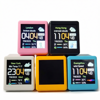 Stasiun Cuaca WiFi Pintar Portabel Kecil, Layar Suhu dan Kelembapan, Jam Alarm Elektronik, Bahan ABS, Dekorasi Meja