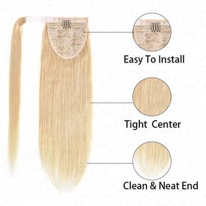 Extensiones de Cabello Humano Remy Brasileño de Doble Trama, Cola de Caballo Larga y Lisa con Clip para Mujer - Product Image 3