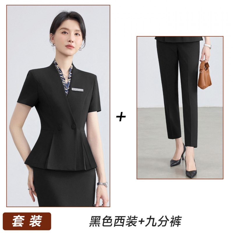 Black suit cropped trousers