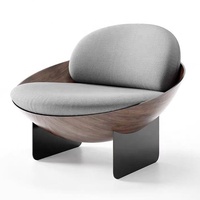 Fauteuil de salon en bois de haute qualité à dossier bas, chaise de détente moderne et luxueuse pour salon, hôtel, villa