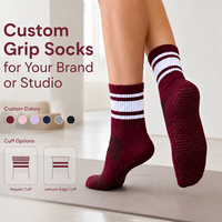 Chaussettes de yoga personnalisées avec logo sur mesure, de haute qualité, confortables, antidérapantes, chaussettes rayées pour femmes, chaussettes de yoga et de pilates