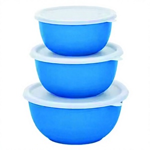 Bols en acier inoxydable de qualité supérieure avec couvercles Ustensiles de cuisine en métal au design élégant classique avec revêtement en plastique de qualité supérieure - Product Image 1