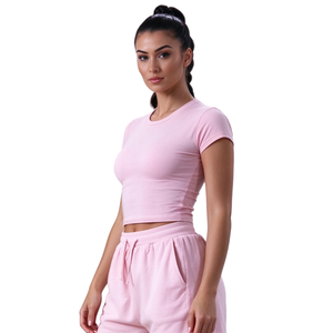 Camisetas deportivas clásicas para mujer OEM, de lana/nailon, de secado rápido, duraderas, de corte ajustado, con protección UV, diseño estampado, para exteriores, MOQ bajo. - Product Image 5