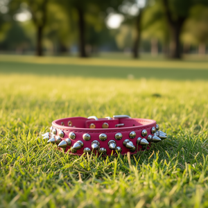 Collier pour chien en cuir à pointes réglable XS Rose Sparkle Style Punk avec rivets pour petites races Accessoire pour animaux de compagnie - Product Image 2