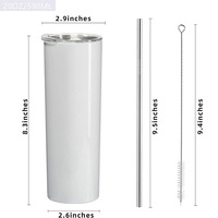 Gobelet isotherme à double paroi avec paille, finition transfert, 20 oz, en acier inoxydable, design moderne et minimaliste, pour sublimation 6-12