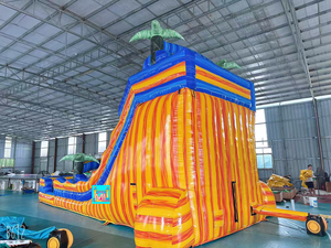 Toboggans aquatiques gonflables à thème coloré commerciaux, aire <span class=keywords><strong>de</strong></span> <span class=keywords><strong>jeux</strong></span> gonflable extérieure, toboggan aquatique gonflable en PVC, grand toboggan gonflable à sauter - Product Image 2