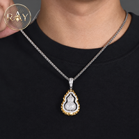 Collier de luxe en moissanite VVS avec pendentif gourde rotatif double face flamme, bijou de fête, cadeau, symbole de bonne fortune
