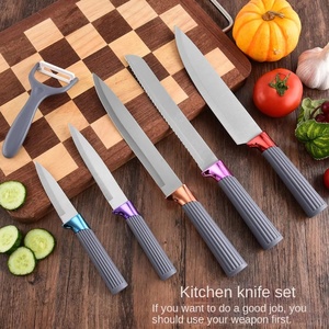 Couteaux de cuisine en acier inoxydable avec manche en plastique, ensemble de couteaux de chef avec bloc – Vente chaude - Product Image 2