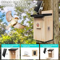 Nichoir solaire intelligent avec caméra pour l'extérieur, nichoir pour oiseaux en bois massif moderne personnalisable