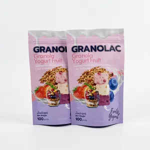 Eco friendly customized zipper laminated plastic packaging pouch food stand up doypack oat cereal granola bag