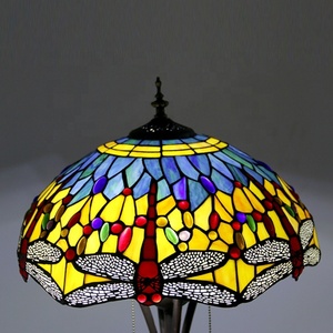 LongHuiJing Tall Art Glass Dragonfly Bronze Floor Lamp With Stained Glass Lampshade <b>Standing</b> Lights - Product Image 3