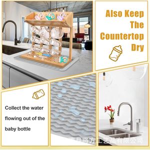 Bamboo Baby <b>Bottle</b> <b>Drying</b> <b>Rack</b> 4 Layers Desktop Drain <b>Rack</b> For Kitchen Countertop Storage - Product Image 1