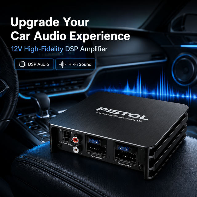 D1 4-Channel Car DSP Amplifier Class AB 60W RMS 12V High-Fidelity Audio Processor Compact Design for Car Sound Upgrade