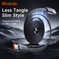 Câble magnétique auto-enroulant Mcdodo 120 6A USB-A vers USB-C 1M ultra-fin plat à charge rapide pour Huawei/OPPO/Samsung/Xiaomi