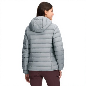 Veste matelassée pour femme, manches longues, col montant, fermeture éclair, vêtement d'extérieur d'hiver, gris, polyester, design - Product Image 2