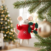 Ornement de souris en feutre de laine fait main, pendentif pour arbre de Noël, cadeau de Noël, accessoire de décoration de scène festive