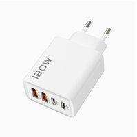 Pengisi Daya Cepat 120W Dual PD+Dual USB Multi Port Standar Eropa dan Amerika Kepala Pengisi Daya Kabel Data Mecha