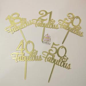 ECCOBELLA Favoloso Topper per Torta in Acrilico Dorato a Specchio, <span class=keywords><strong>Elegante</strong></span> Decorazione per Torta Riutilizzabile '<span class=keywords><strong>Buon</strong></span> <span class=keywords><strong>Compleanno</strong></span>' 11x14cm, Stampa UV - Product Image 2