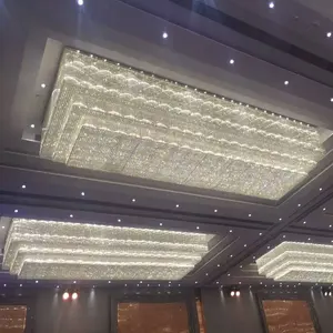 led modern square hotel Lobby chandelier K9 crystal custom specify size ceiling light Big Crystal ceiling light chandeliers