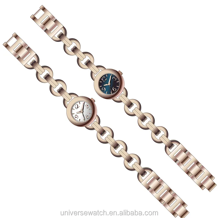 Good selling various stainless steel bracelet lady watch full gold chain watch for women