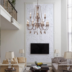 <span class=keywords><strong>Lustre</strong></span> Rétro en Bois Style Campagne Américaine, Décoration Créative Vintage <span class=keywords><strong>pour</strong></span> Restaurant et Salon, <span class=keywords><strong>Lustre</strong></span> en Fer Forgé - Product Image 4