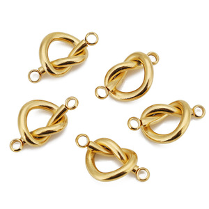 Connecteur en forme de nœud double boucle |   Lien d'amour en acier inoxydable plaqué or PVD 18 carats pour la fabrication de bijoux, bracelets et colliers DIY - Product Image 3