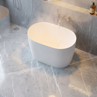 Baignoire autoportante ovale contemporaine en résine acrylique, design écologique pour appartement et villa RY-529