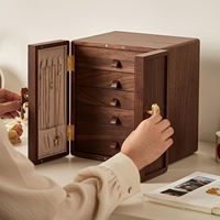 Boîte de rangement pour bijoux et montres DS DSJ-1073, luxe, bois massif, rectangulaire, 5 couches, grande capacité, multi-usages, logo personnalisé, présentoir