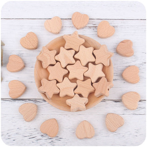 Nouvelle arrivée coeur étoile forme <span class=keywords><strong>bois</strong></span> de hêtre <span class=keywords><strong>perles</strong></span> de dentition couleur naturelle hochet en <span class=keywords><strong>bois</strong></span> jouet pour bébé molaire accessoires - Product Image 1