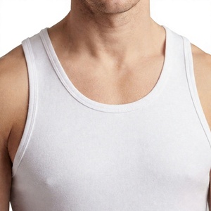 Débardeur décontracté pour hommes grandes tailles, sans manches, tricoté 100% coton, col rond, respirant, sous-vêtement de sport d'été - Product Image 6