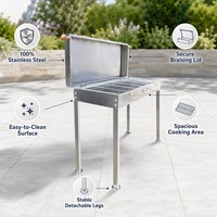 Barbecue Mangal Autonome en Acier Inoxydable pour Charbon de Bois, Grill de Jardin Extérieur, Cuisinière de Barbecue pour Patio et Cour Arrière