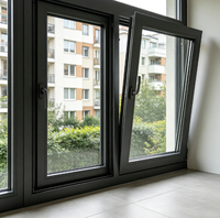 Fenêtre à battant et à bascule en aluminium à rupture de pont thermique personnalisée, fenêtre à double vitrage isolant avec moustiquaire