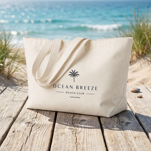 High Quality Recycled Cotton Canvas <b>Extra</b> <b>Large</b> Beach Tote Bag 10OZ Letter Custom Graphic <b>Print</b> Prestige Creations Shopping - Product Image 4