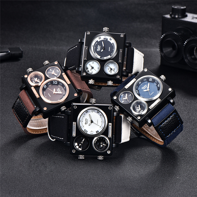 Orologio Uomo Oulm Analogico Quadrante Metallo Bianco E Dettagli Neri – Design Con 4 Sub-quadranti E Cinturino Marrone – Stile Unico E Moderno