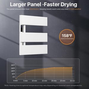 Estante calentador de toallas eléctrico montado en la pared con temporizador Control de temperatura enchufable <span class=keywords><strong>Panel</strong></span> táctil inteligente de calentamiento rápido cableado - Product Image 6