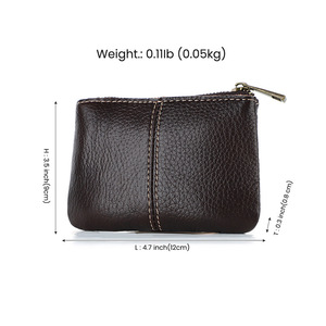 Dujiang Genuine Leather Coin Purse Mini <b>Compact</b> Zippered <b>Wallet</b> For Men Solid Color Brown Spring 2024 - Product Image 4