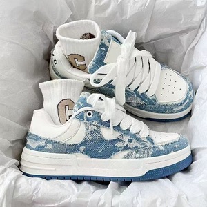 Baskets plateforme épaisses pour hommes et femmes, en toile à bords bruts, semelle épaisse, style <span class=keywords><strong>skate</strong></span> et décontracté blanc - Product Image 1