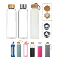Bouteille isotherme en verre Borosilicate, avec couvercle en bambou, ml, contenant isolé, pour thé chaude ou froide, avec filtre et égouttoir