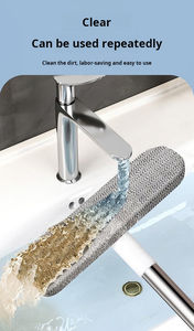 Limpiador de pantalla de malla cuadrada, clip de papel para polvo, limpiador de pantalla húmedo y seco con limpiaparabrisas de mango <span class=keywords><strong>largo</strong></span> para ducha, suelo de vidrio, blanco - Product Image 2