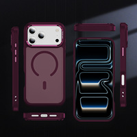 Étui de téléphone portable magnétique antichoc pour 17 Pro 18 Pro Max Coque arrière en TPU souple mat PC avec cadre de caméra en métal