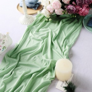 Chemin de table personnalisable en <span class=keywords><strong>gaze</strong></span> de soie de lait à motif uni, <span class=keywords><strong>double</strong></span> face, plissé, style nordique, pour mariage et fête - Product Image 2
