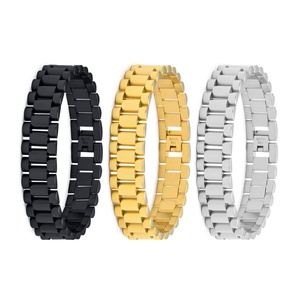 Bracelets pour hommes en acier inoxydable 316L haut de gamme, plaqués or, bracelet de montre, chaîne de bracelet - Product Image 1