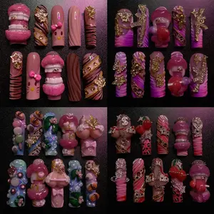 <span class=keywords><strong>Uñas</strong></span> <span class=keywords><strong>Postizas</strong></span> 3D Super Nuevas 2025 con Diseño <span class=keywords><strong>de</strong></span> Labios, Dientes y Pecho, Personalizadas, Francesas, Cuadradas, Hechas a Mano, <span class=keywords><strong>de</strong></span> Lujo - Product Image 1