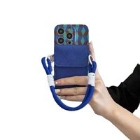 Étui de téléphone portable de luxe en cuir matelassé pour iPhone 15 Pro Max avec sangle en corde, design sac à main