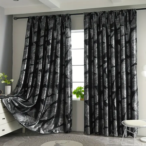 <strong>Single</strong> Sided High Light Blocking Silver Plant Leaf Pattern <strong>Curtains</strong> Are Soft Durable Suitable for Bedroom Home Washing <strong>Curtains</strong> - Product Image 1