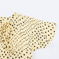 Robe d'été personnalisée 2026 pour femme, à pois, avec nœud papillon, col rond, manches courtes, robe midi fluide décontractée, OEM/ODM par l'usine chinoise